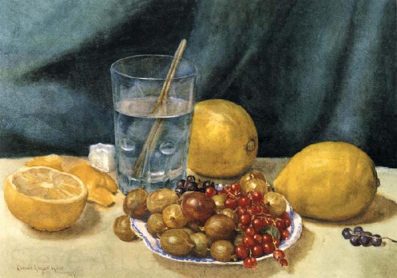 Hirst, Claude Raguet Still Life with Lemons,Red Currants,and Gooseberries Norge oil painting art